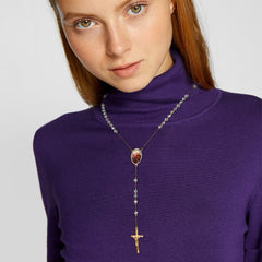 Rosário com foto personalizada, colar com contas de cruz, imagem feminina e masculina