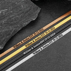 Gargantilha com corrente de cobra em espinha de peixe personalizada e gravada para mulheres e homens