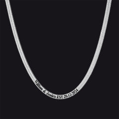 Gargantilha com corrente de cobra em espinha de peixe personalizada e gravada para mulheres e homens