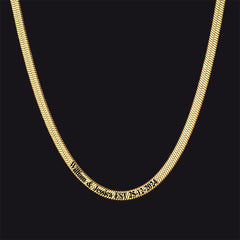 Gargantilha com corrente de cobra em espinha de peixe personalizada e gravada para mulheres e homens