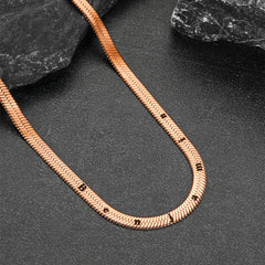 Gargantilha com corrente de cobra em espinha de peixe personalizada e gravada para mulheres e homens