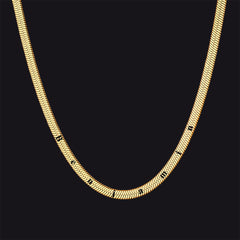 Gargantilha com corrente de cobra em espinha de peixe personalizada e gravada para mulheres e homens