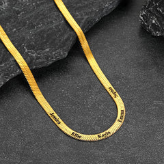 Colar gargantilha com nome gravado personalizado e corrente de cobra para mulheres e homens