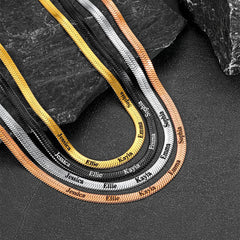 Colar gargantilha com nome gravado personalizado e corrente de cobra para mulheres e homens