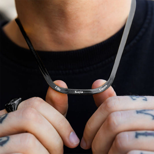 Individuell gravierte Namenskette mit Schlangenkette für Damen und Herren