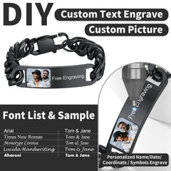 Pulseira de presente com foto personalizada e elos de corrente cubana