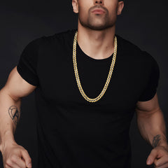 Colar de corrente cubana bicolor feminino 6 mm/10 mm de largura