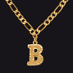 Colar com pingente de letra AZ inicial Figaro e gargantilha feminina