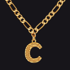 Colar com pingente de letra AZ inicial Figaro e gargantilha feminina