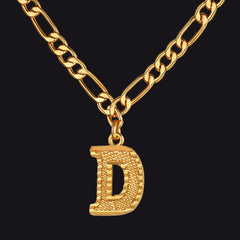 Colar com pingente de letra AZ inicial Figaro e gargantilha feminina