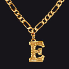 Colar com pingente de letra AZ inicial Figaro e gargantilha feminina