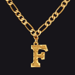 Colar com pingente de letra AZ inicial Figaro e gargantilha feminina