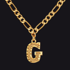 Colar com pingente de letra AZ inicial Figaro e gargantilha feminina