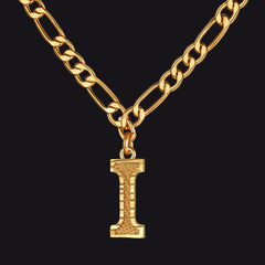 Colar com pingente de letra AZ inicial Figaro e gargantilha feminina