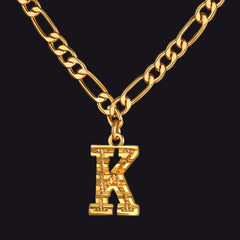 Colar com pingente de letra AZ inicial Figaro e gargantilha feminina