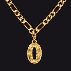 Colar com pingente de letra AZ inicial Figaro e gargantilha feminina