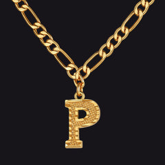 Colar com pingente de letra AZ inicial Figaro e gargantilha feminina