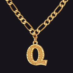 Colar com pingente de letra AZ inicial Figaro e gargantilha feminina