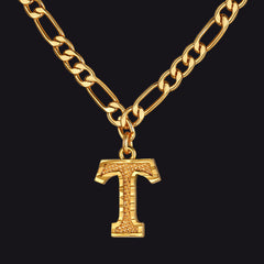 Colar com pingente de letra AZ inicial Figaro e gargantilha feminina