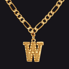 Colar com pingente de letra AZ inicial Figaro e gargantilha feminina