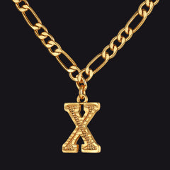 Colar com pingente de letra AZ inicial Figaro e gargantilha feminina