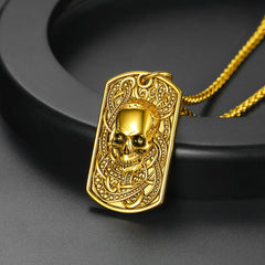 Gothic Totenkopf Dog Tag Anhänger Halskette Herren