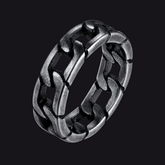 Chunky Cuban Link Chain Ring Men Stainless Steel