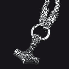 Colar Viking Thors Martelo Mjolnir Masculino Corrente de Lobo