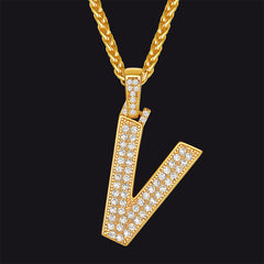 Colar feminino com corrente inicial e número dourado e zircônia cúbica