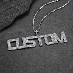 Colar com pingente de letra e nome personalizado com pedras CZ para mulheres