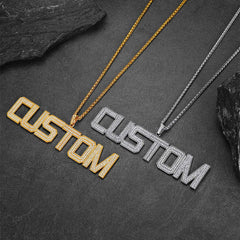 Colar com pingente de letra e nome personalizado com pedras CZ para mulheres