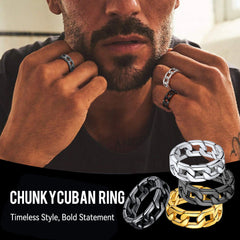 Chunky Cuban Link Chain Ring Men Stainless Steel