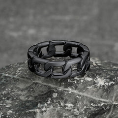 Chunky Cuban Link Chain Ring Men Stainless Steel