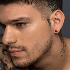 Brincos de rubi celta masculinos em aço inoxidável