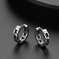 Chunky Cuban Chain Huggie Hoop Earrings For Men Women