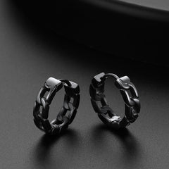Chunky Cuban Chain Huggie Hoop Earrings For Men Women