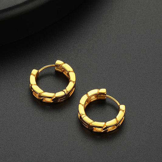 Chunky Cuban Chain Huggie Hoop Earrings For Men Women
