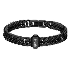 Customized Engraved Multiple Name Cuban Link Chain Bracelet