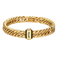 Customized Engraved Multiple Name Cuban Link Chain Bracelet