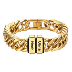 Customized Engraved Multiple Name Cuban Link Chain Bracelet