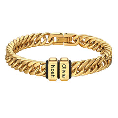 Customized Engraved Multiple Name Cuban Link Chain Bracelet