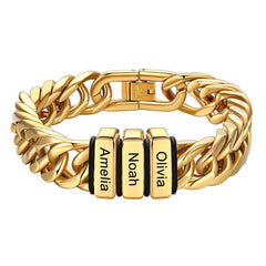 Customized Engraved Multiple Name Cuban Link Chain Bracelet