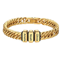 Customized Engraved Multiple Name Cuban Link Chain Bracelet