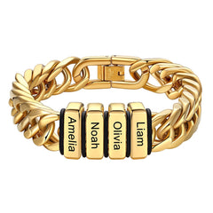 Customized Engraved Multiple Name Cuban Link Chain Bracelet