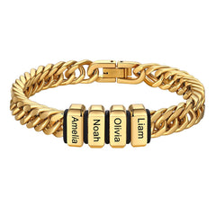 Customized Engraved Multiple Name Cuban Link Chain Bracelet