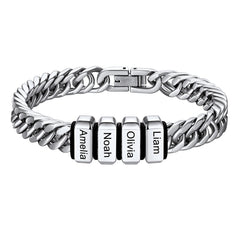 Customized Engraved Multiple Name Cuban Link Chain Bracelet