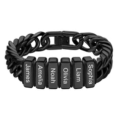 Customized Engraved Multiple Name Cuban Link Chain Bracelet