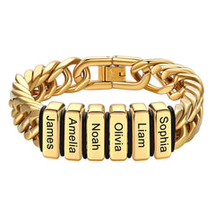 Customized Engraved Multiple Name Cuban Link Chain Bracelet