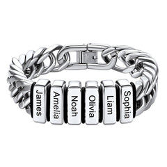 Customized Engraved Multiple Name Cuban Link Chain Bracelet