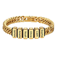 Customized Engraved Multiple Name Cuban Link Chain Bracelet